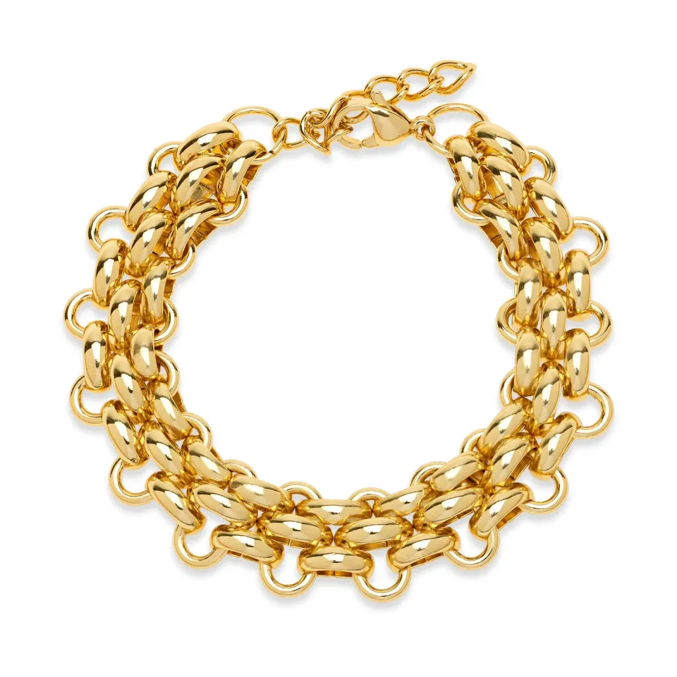 TIMI OF SWEDEN Ruth chunky kæde armbånd guld 16+3 cm