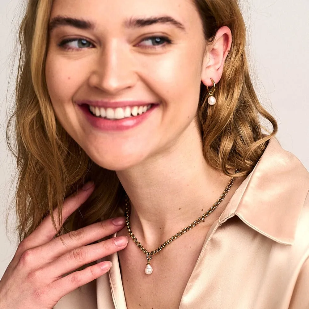 Orelia LUXE Pearl Drop Hoop øreringe guld