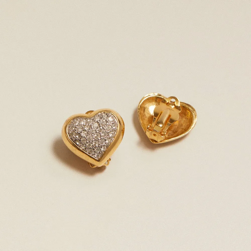 Orelia Vintage Pavé Heart clip-on øreringe forgyldt