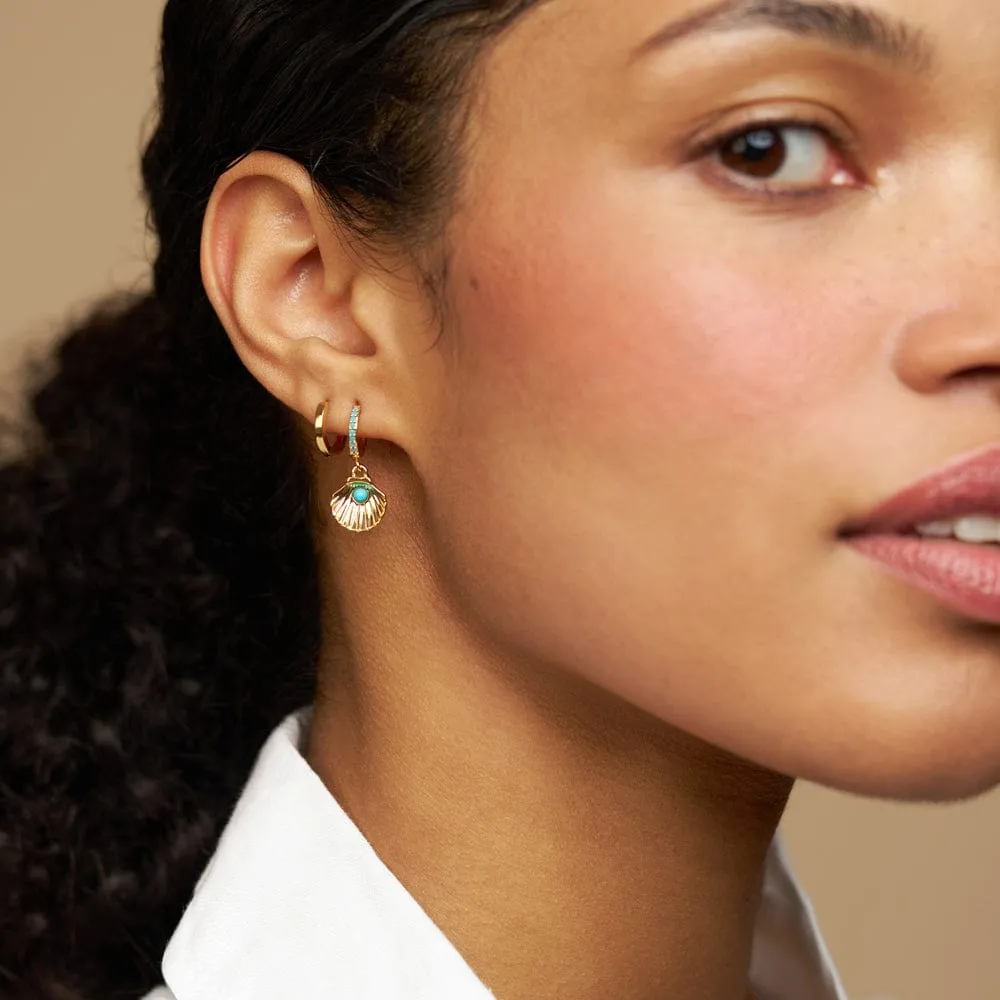 Orelia Turquoise Shell Micro Hoop øreringe guld turkis