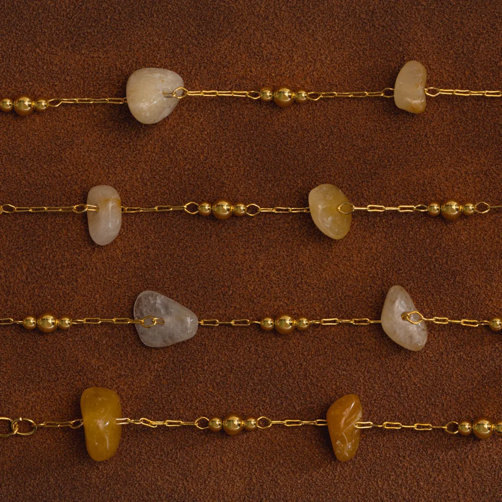 Orelia Warm Chip & Bead halskæde forgyldt guld
