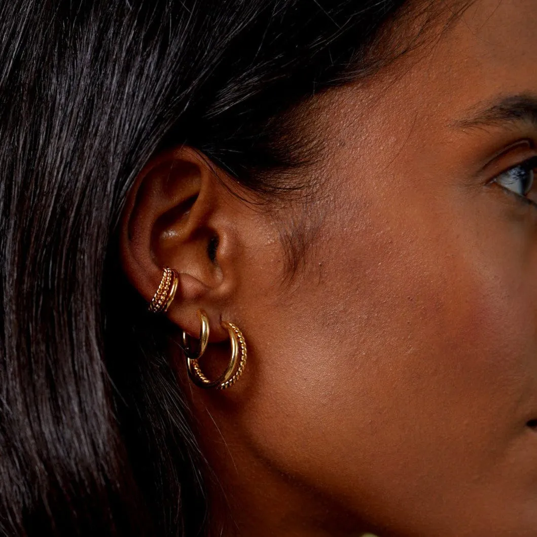 Orelia Triple Textured ear cuff forgyldt