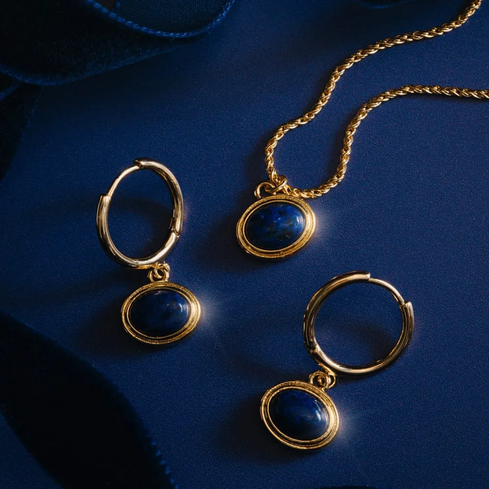 Orelia Semi-Precious Lapis Charm halskæde guld blå sten