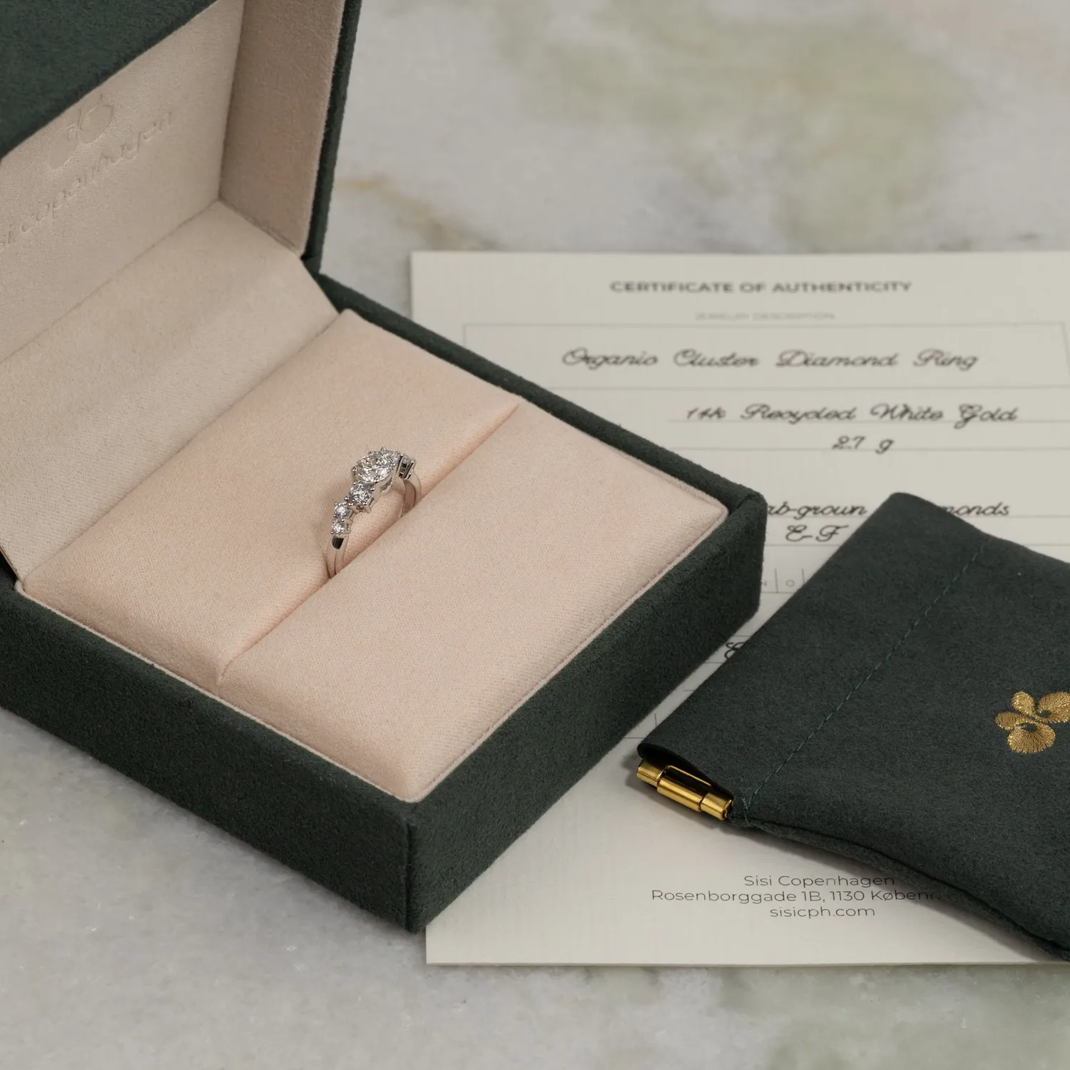 Sisi Copenhagen Organic Cluster ring hvidguld 0,9 ct