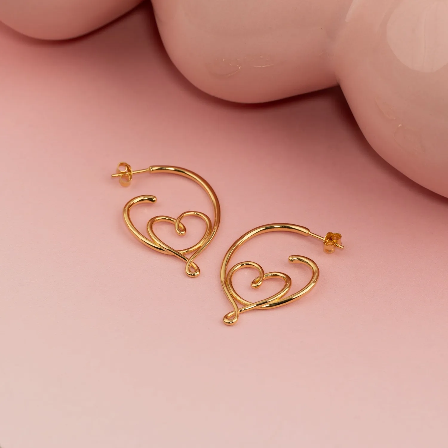 Sisi Copenhagen Sofia Golden hjertecreoler par forgyldt