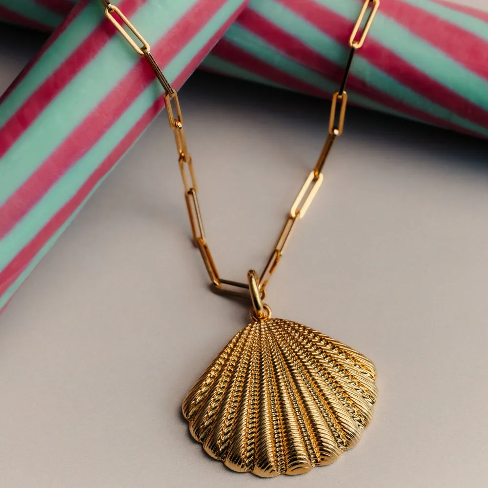 Orelia Statement Textured Shell halskæde guld