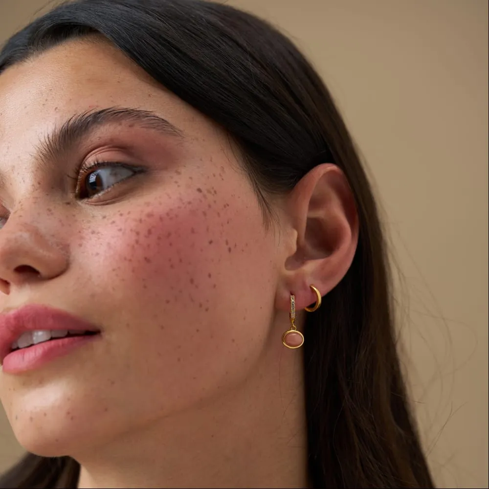 Orelia Pink Jade Pavé micro hoops forgyldt rosa