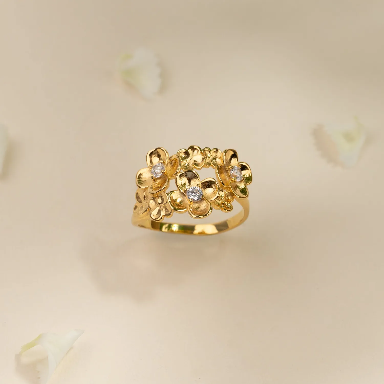 Sisi Copenhagen Flora Crystal Cluster ring forgyldt zirkonia