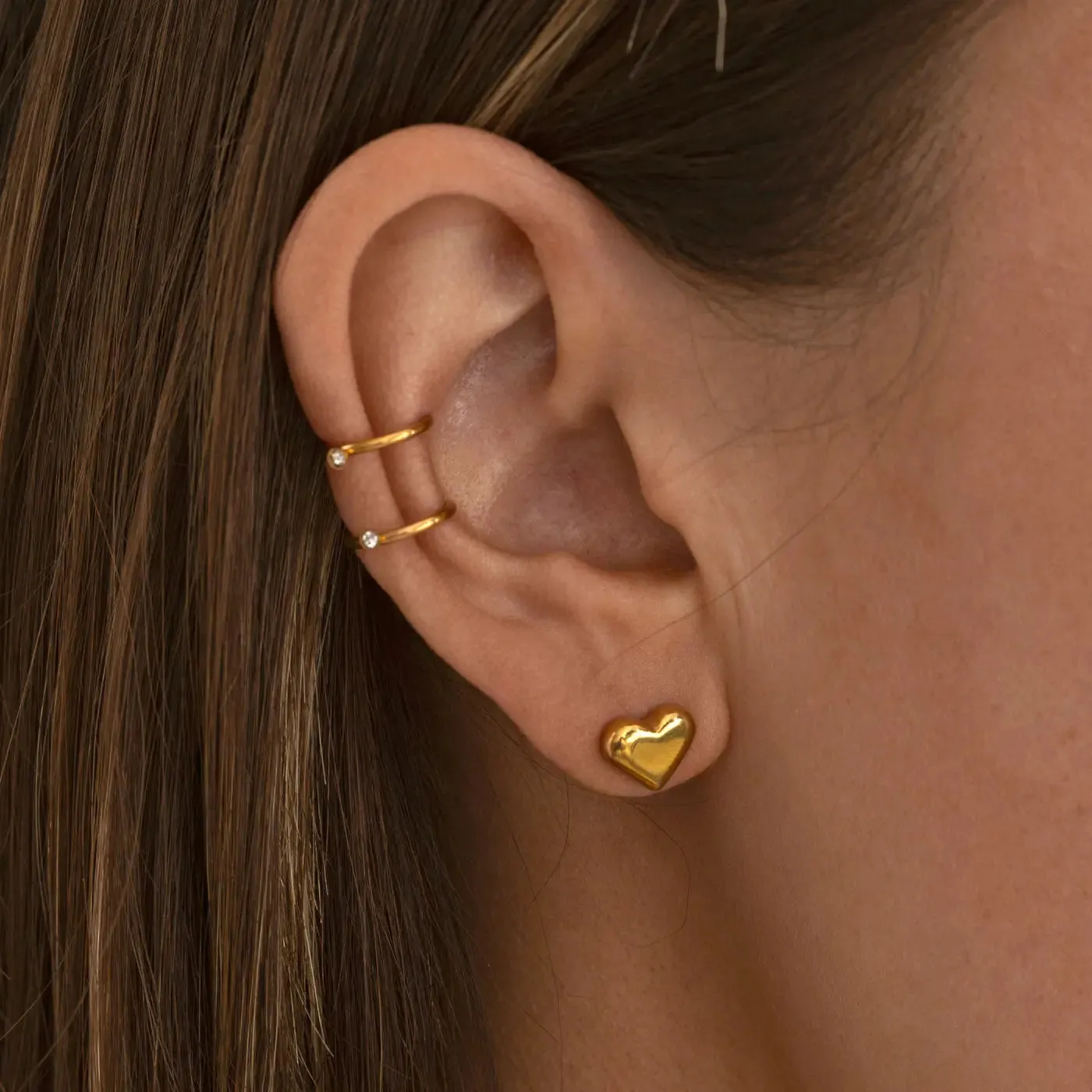 TIMI OF SWEDEN Sophia hjerte ørestikker guld 7 mm