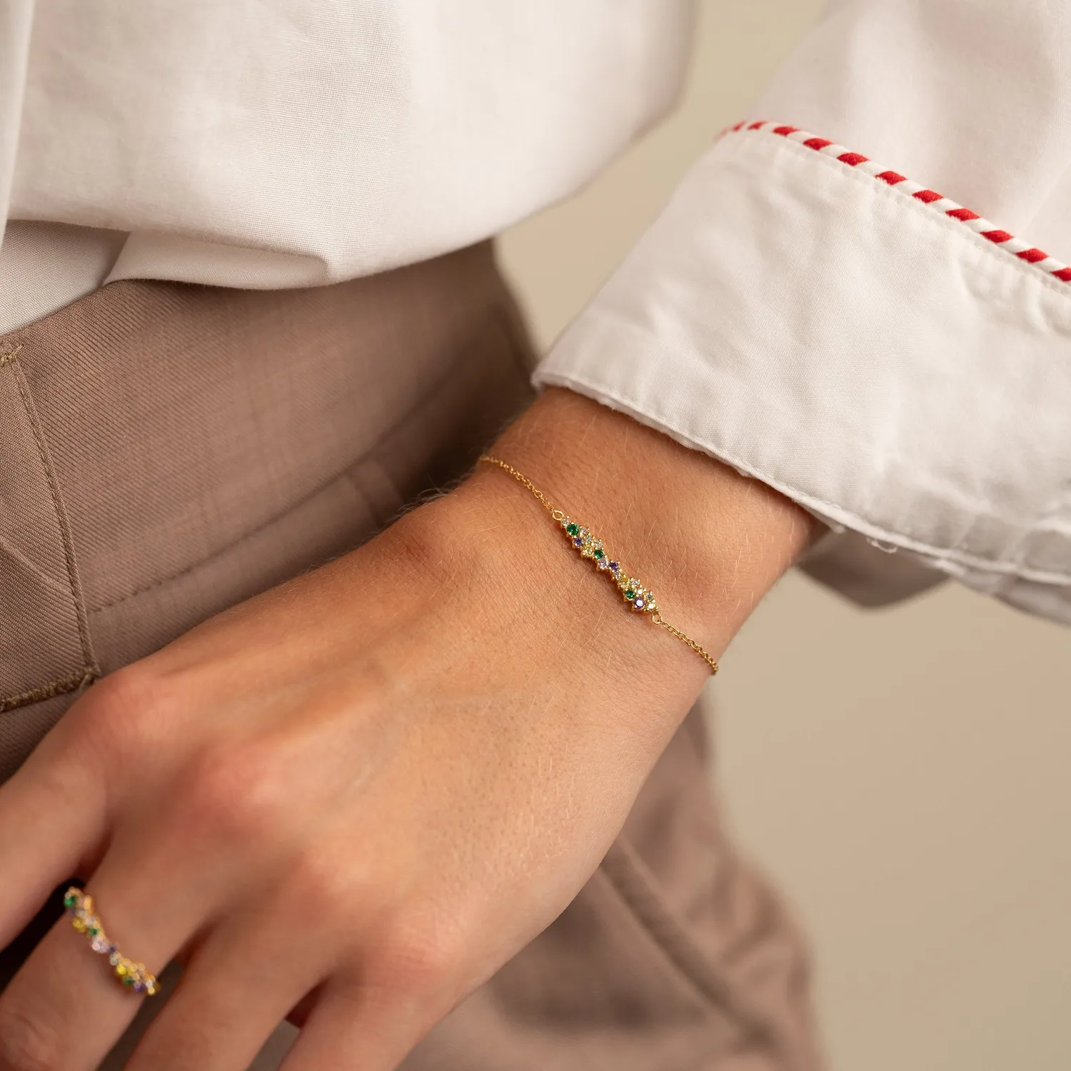 Sisi Copenhagen Clair Rainbow armbånd forgyldt farvet