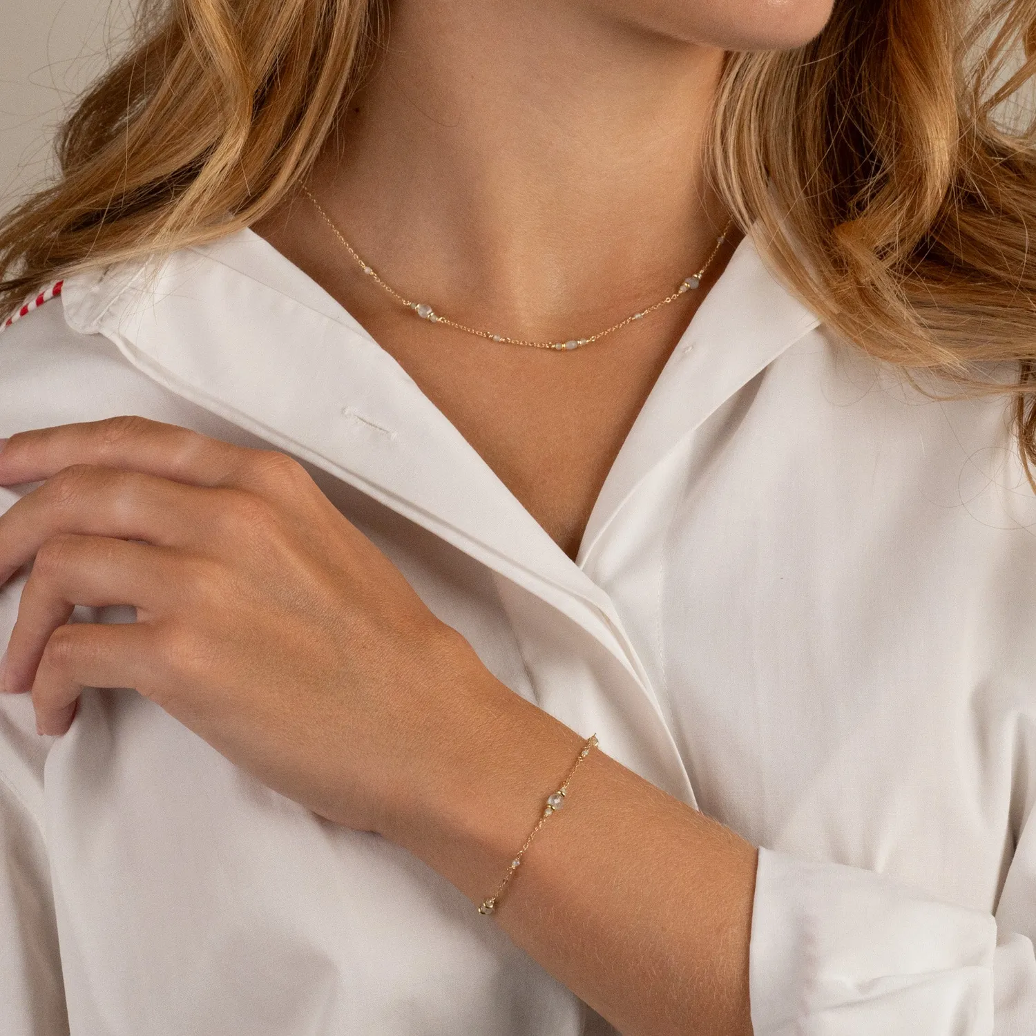 Sisi Copenhagen Cordelia Blue Aquamarine armbånd forgyldt