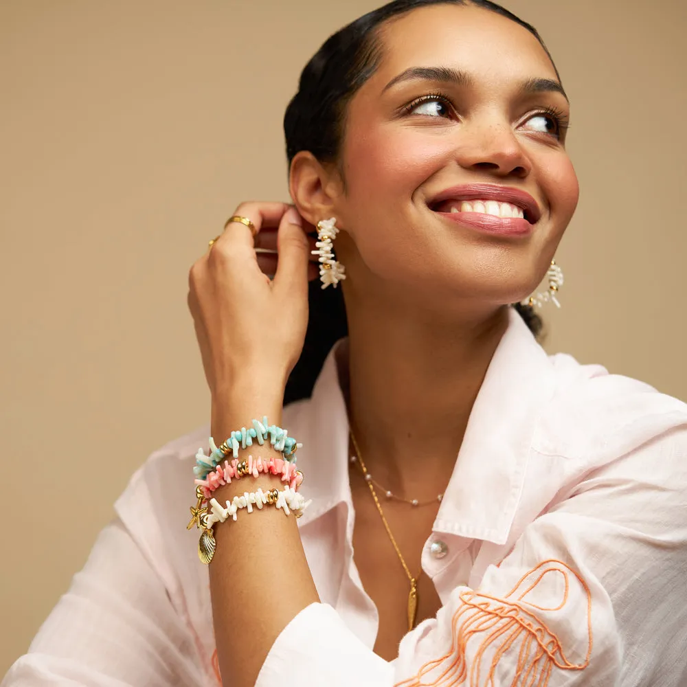 Orelia Statement Blue Coral armbånd guld blå perle