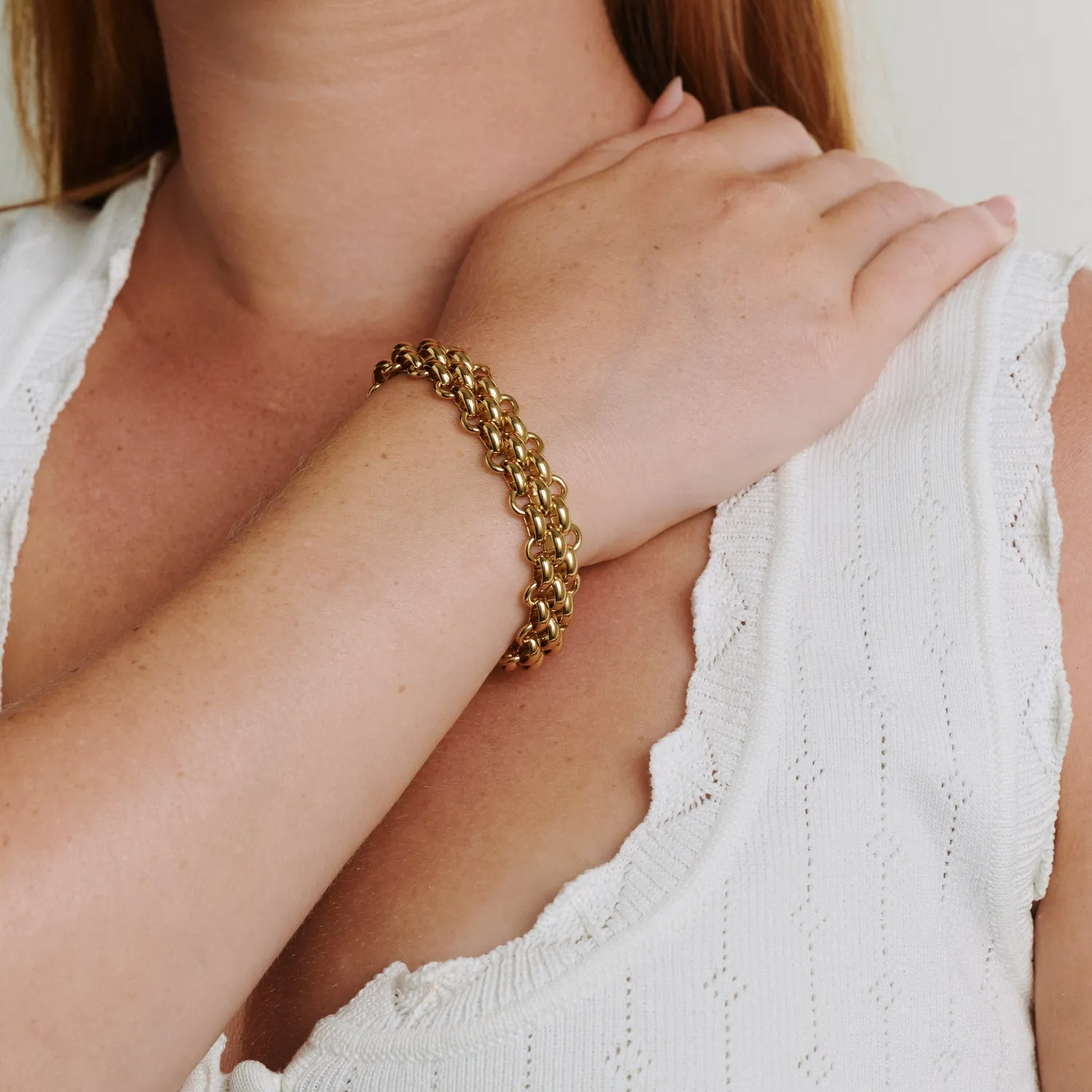 TIMI OF SWEDEN Ruth chunky kæde armbånd guld 16+3 cm