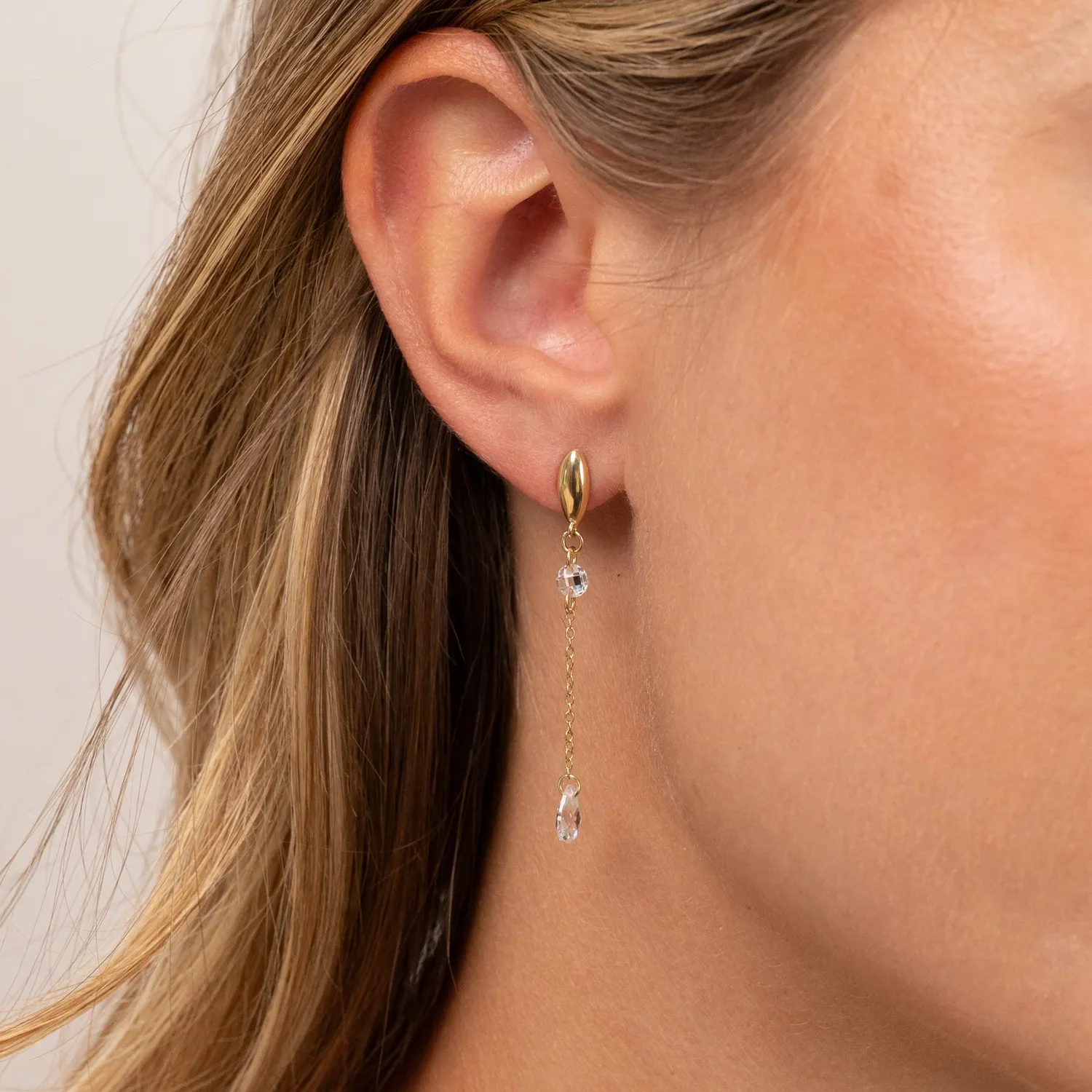 Sisi Copenhagen Lyra Crystal Golden Drop øreringe forgyldt zirkonia