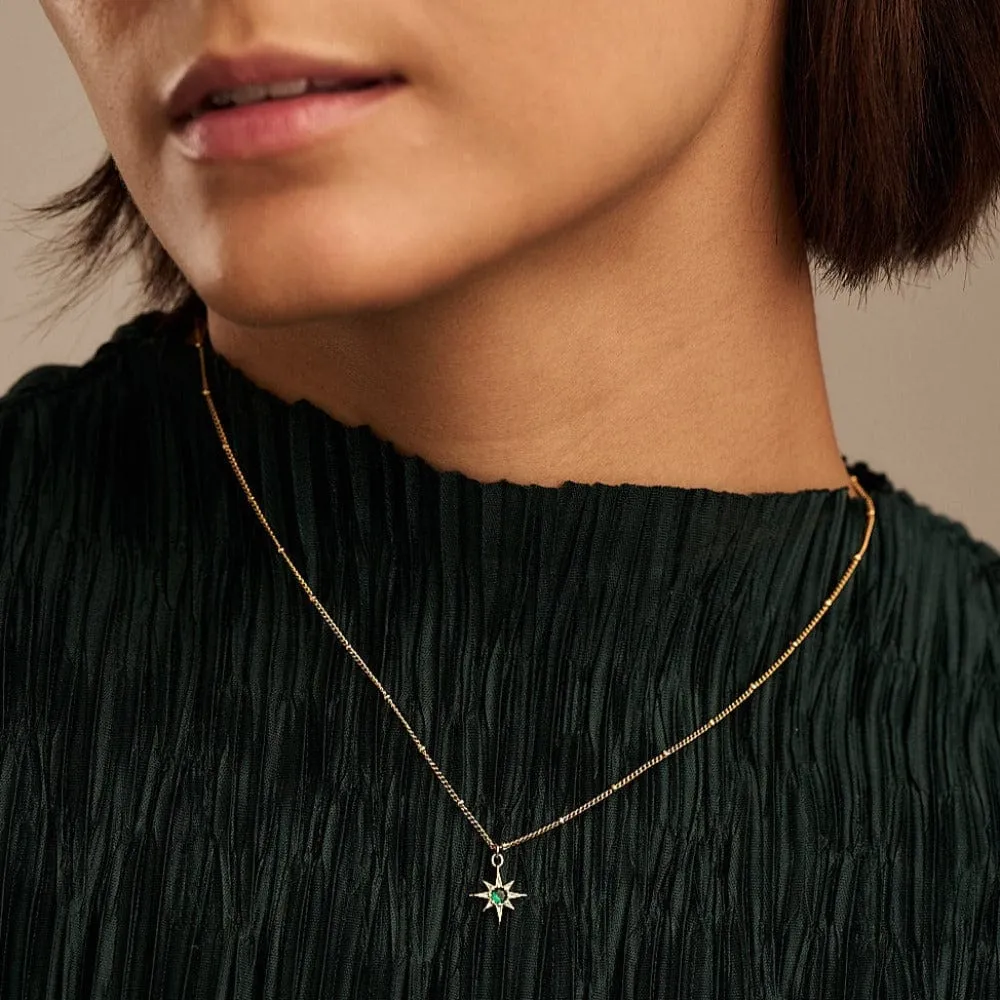 Orelia Emerald Star halskæde guld grøn