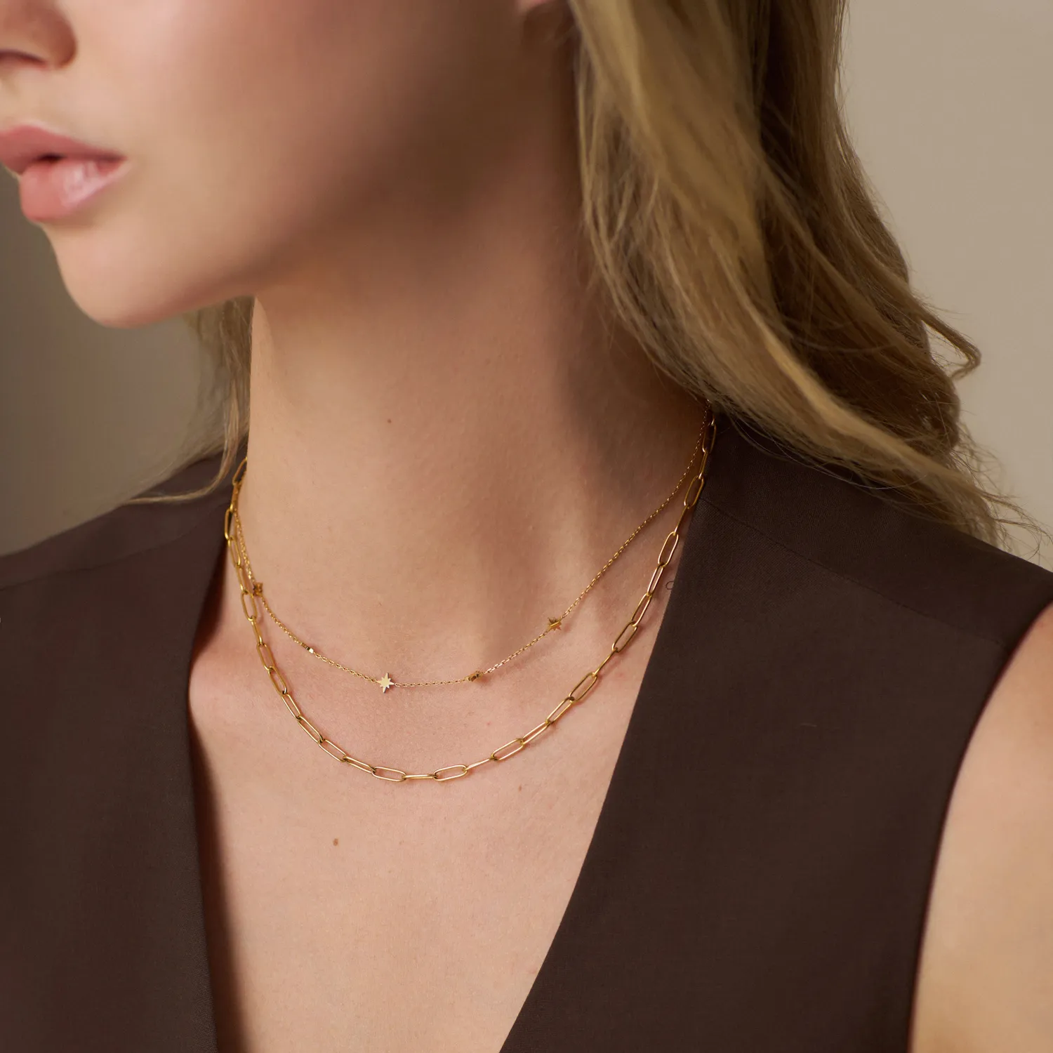 Orelia LUXE Fine Oval Link halskæde guld vandtæt