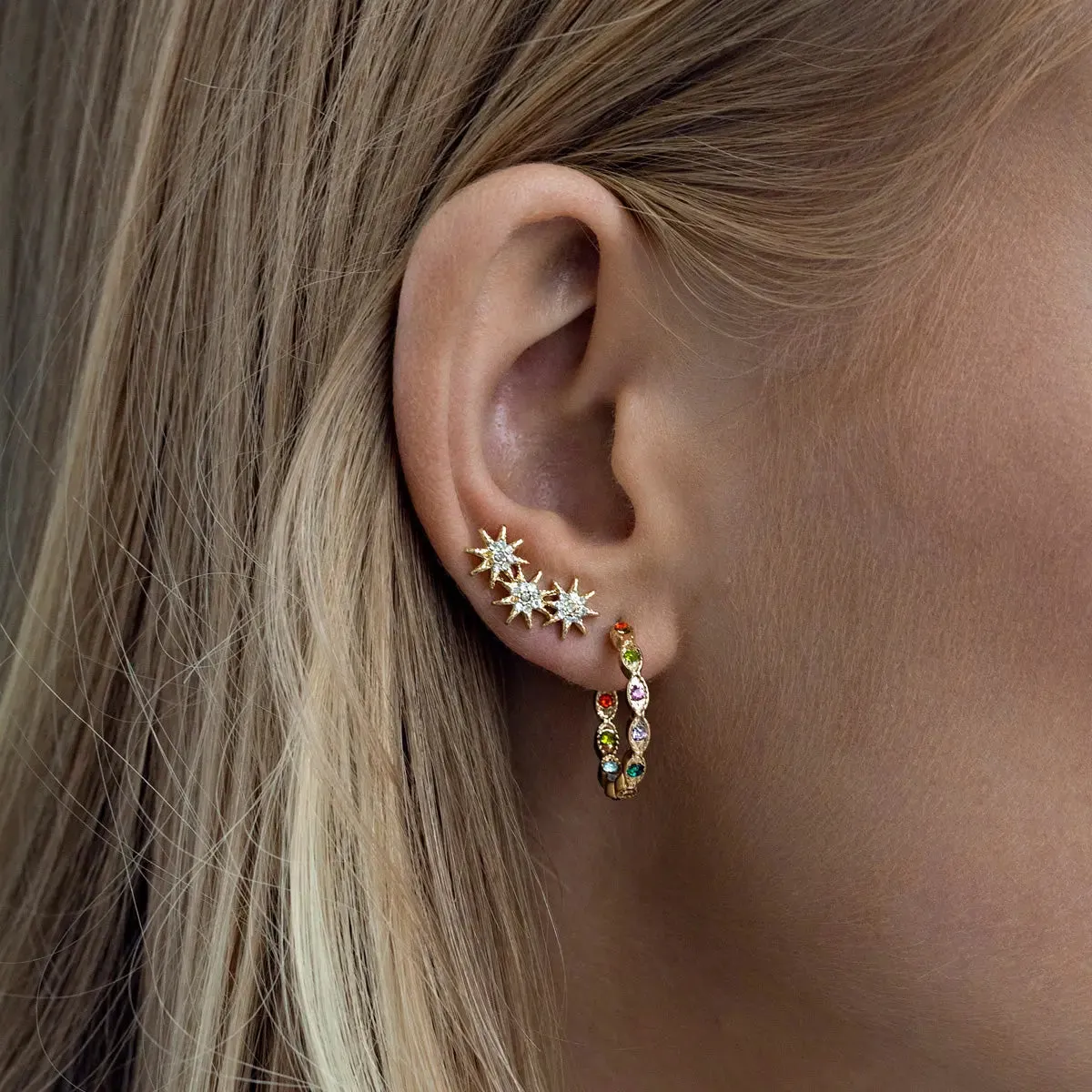 TIMI OF SWEDEN Krystal Hoop øreringe guld farverige