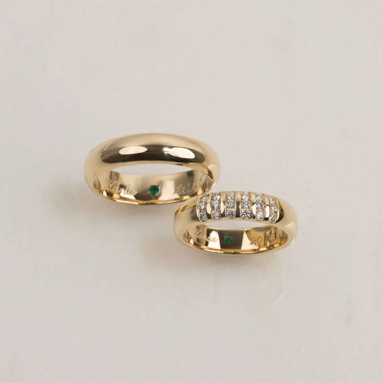 Sisi Copenhagen K&J D-Shape vielsesringe 14 kt guld par
