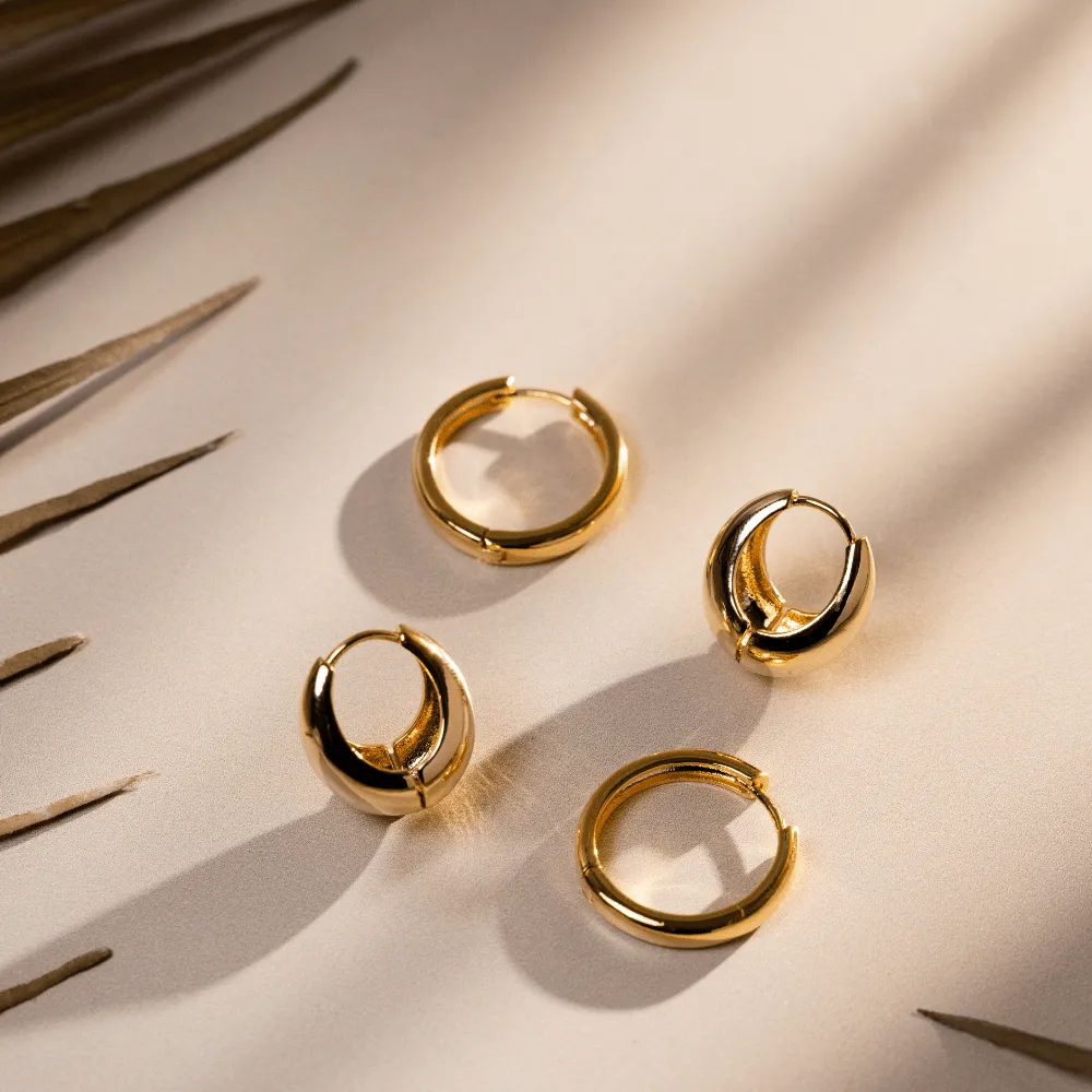 Orelia Polished Domed Taper Hoop øreringe guld
