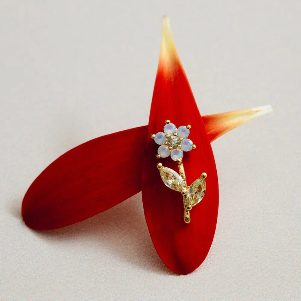 Orelia Pastel Crystal Flower ørestikker guld