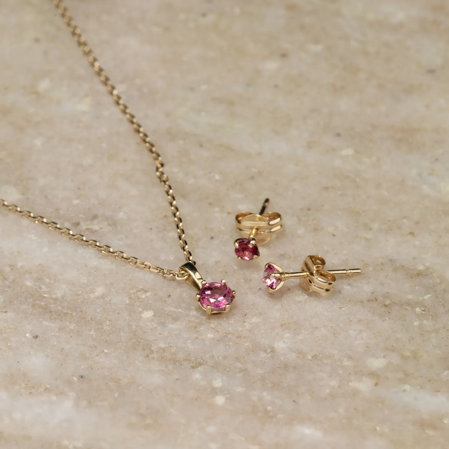 Sisi Copenhagen Soley Pink Topaz vedhæng massivt guld