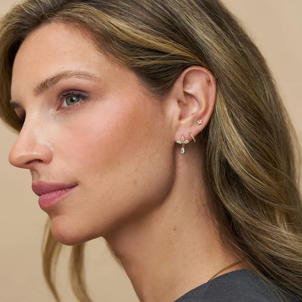 Orelia Crystal Navette Drop Ear Stacking sæt 3 stk