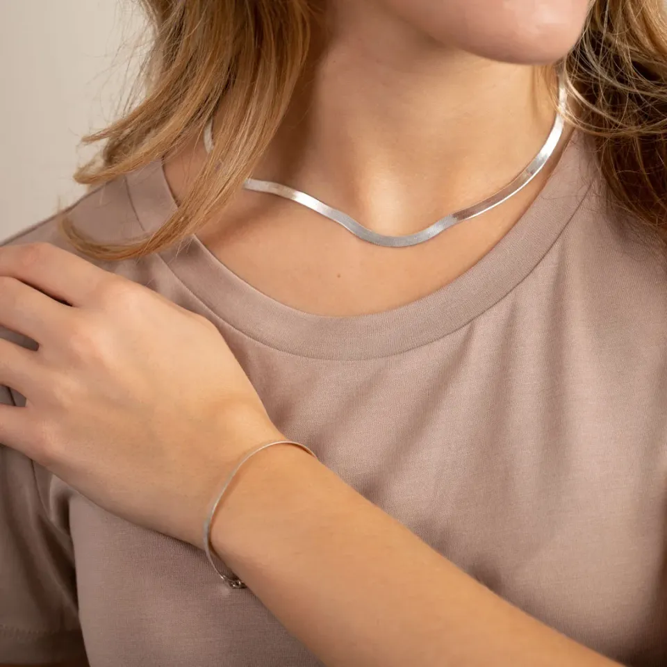 Sisi Copenhagen Aya smykkesæt sølv halskæde + armbånd