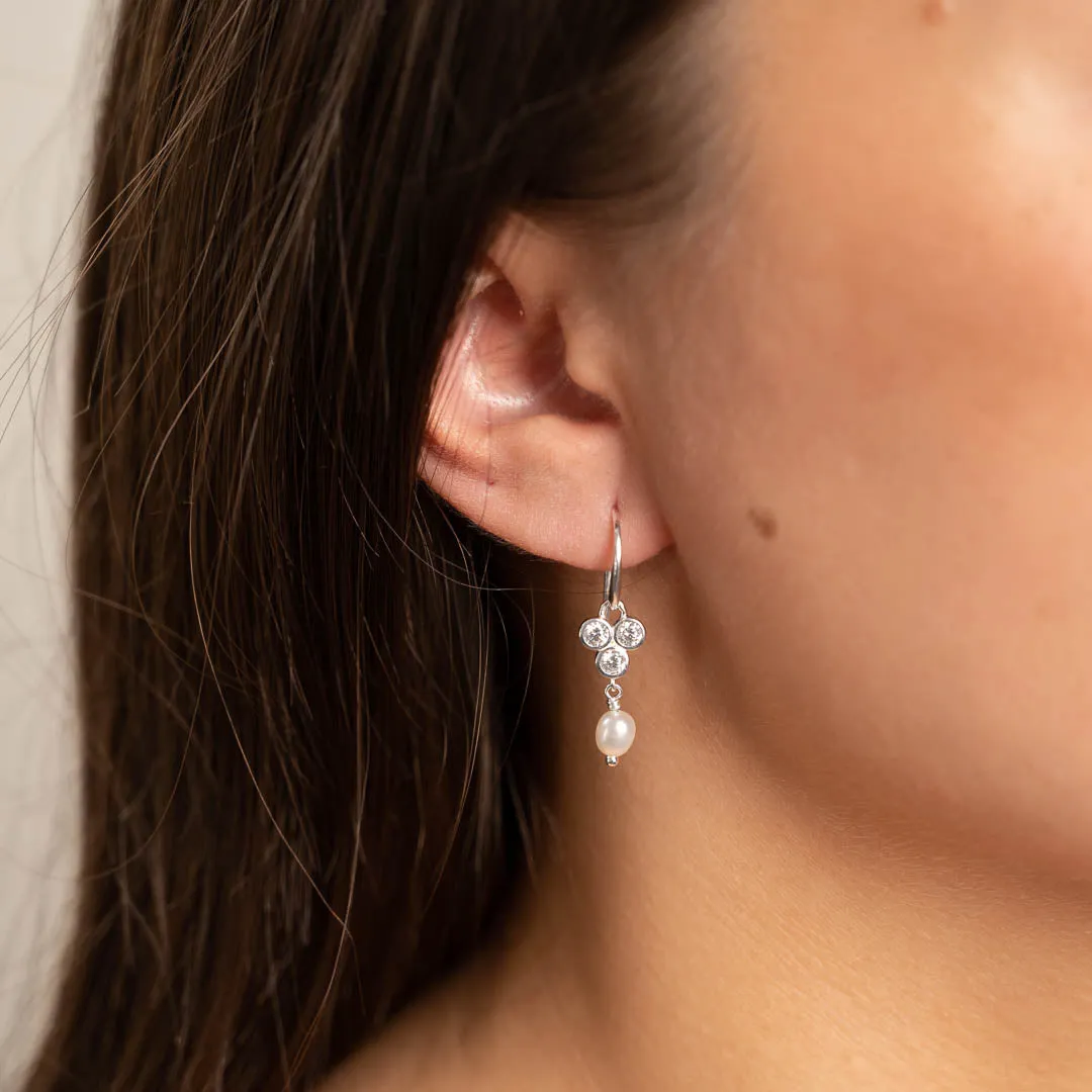 Sisi Copenhagen Louise Pearl sølv øreringe par med zirkonia