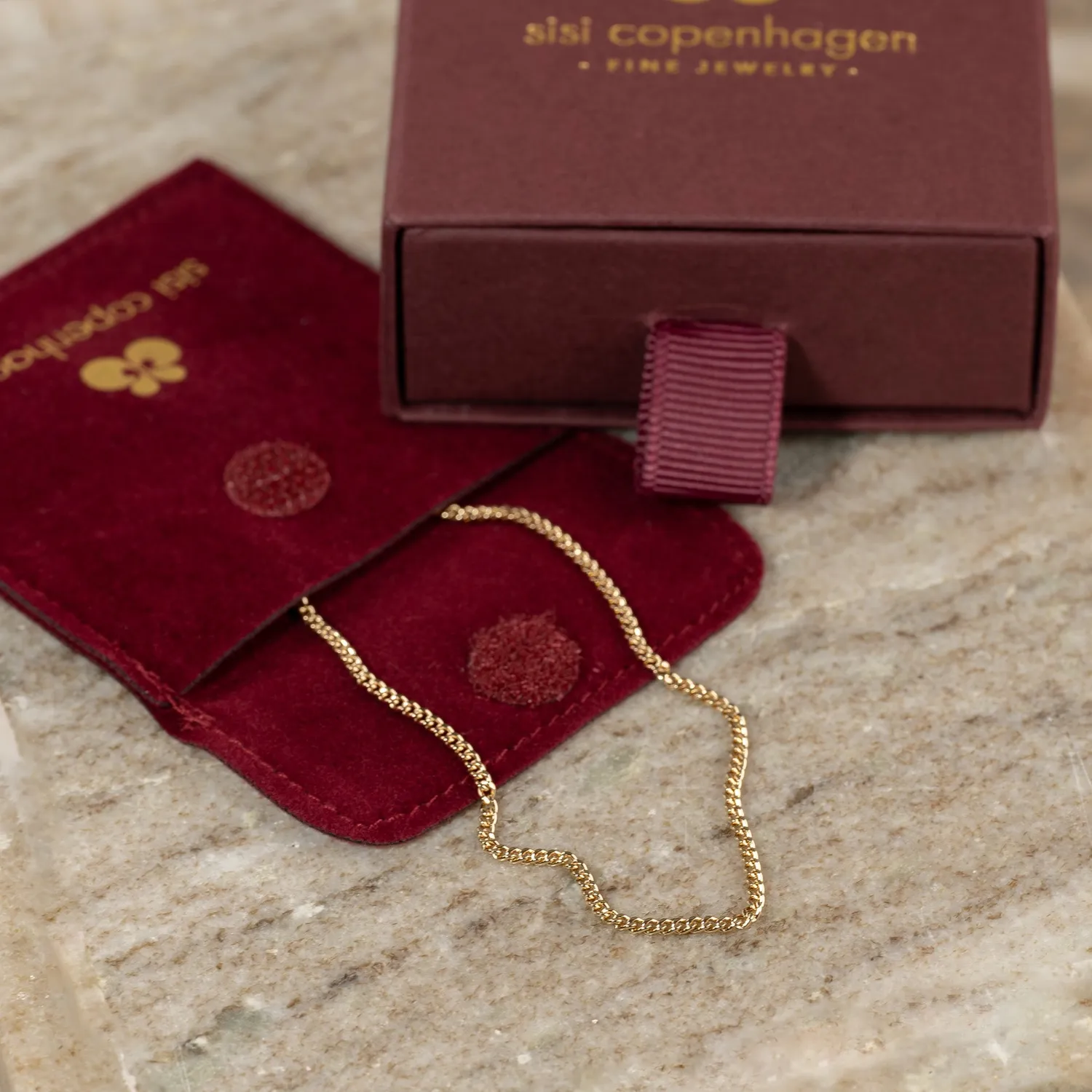 Sisi Copenhagen Sia Mini Panzer halskæde 42+3 cm 9 kt guld