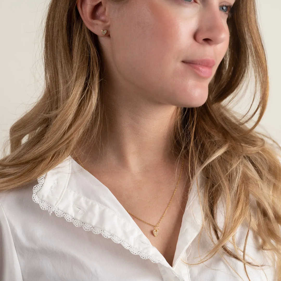 Sisi Copenhagen Esme crystal stud øreringe hjerter forgyldt par