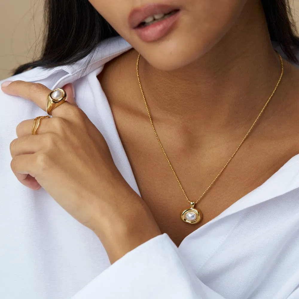 Orelia Statement Molten Pearl halskæde guld perle