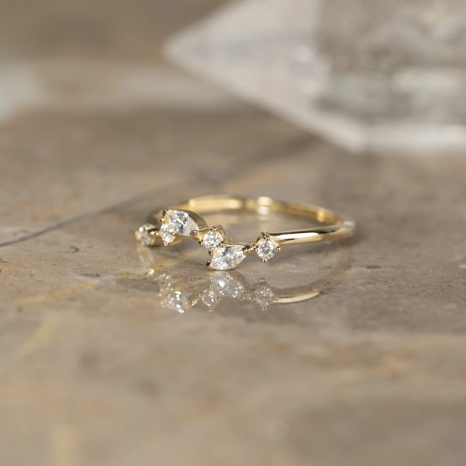 Sisi Copenhagen Catalina Crystal solid gold ring klar zirkon