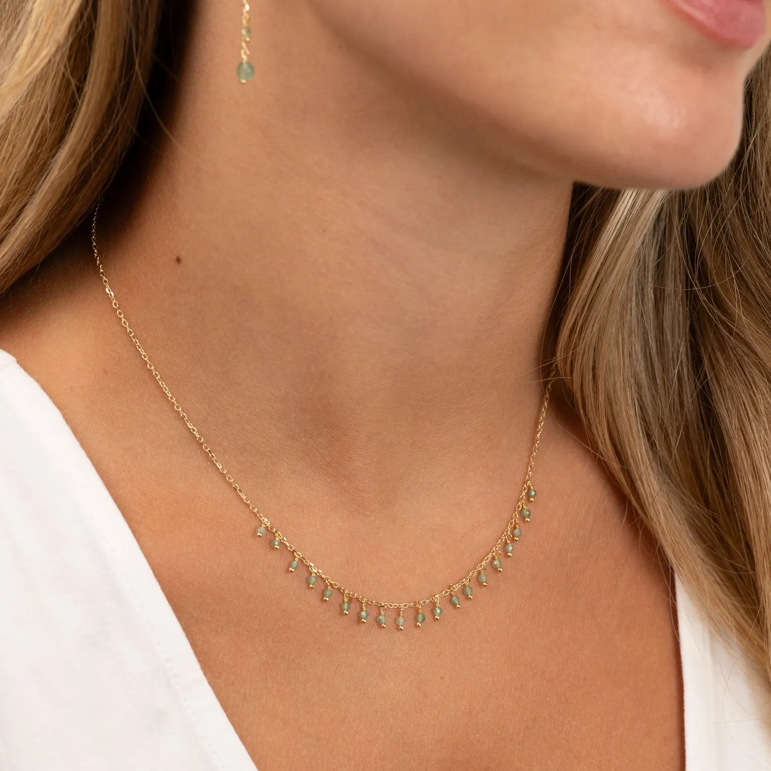 Sisi Copenhagen Sienna Green Aventurine halskæde forgyldt grøn
