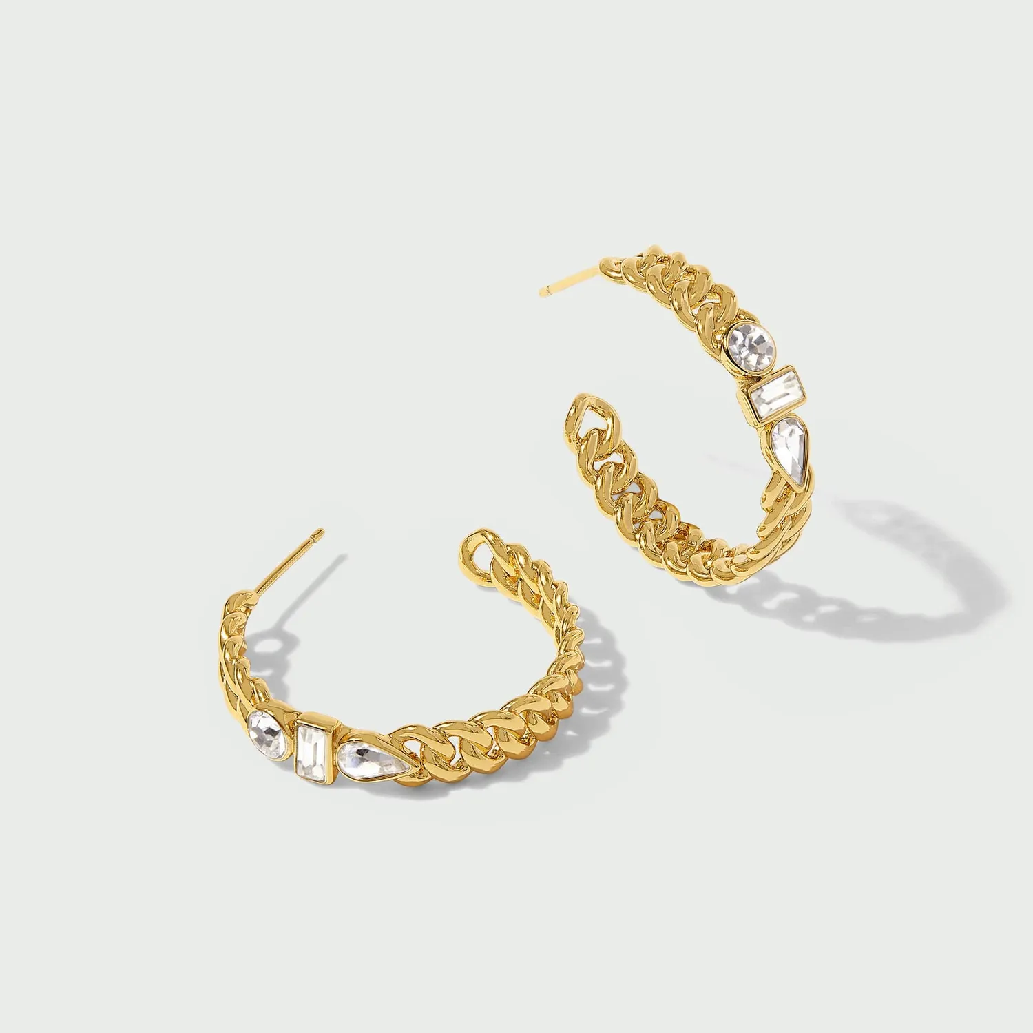 Orelia Mixed Gem Chain hoop øreringe forgyldt