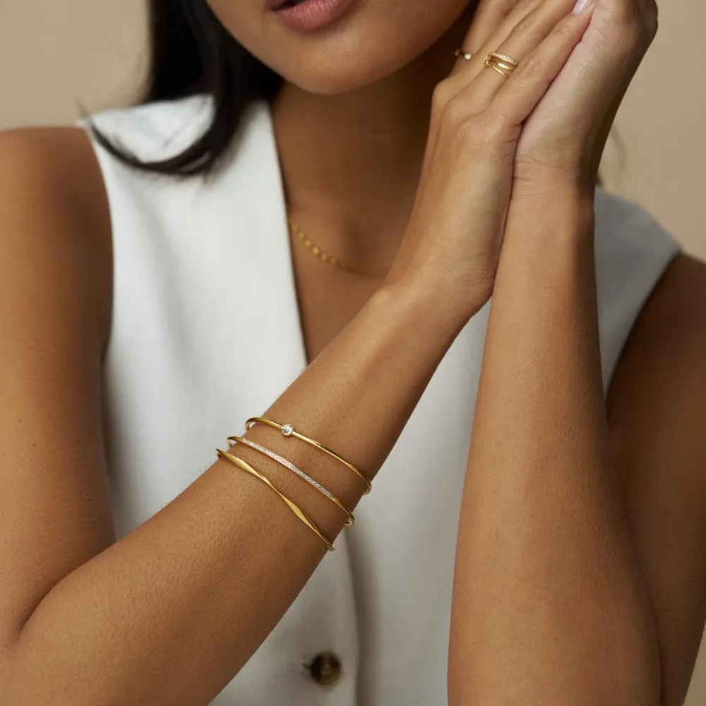 Orelia Fine Crystal & Wave armbåndssæt guld 3-pak bangle