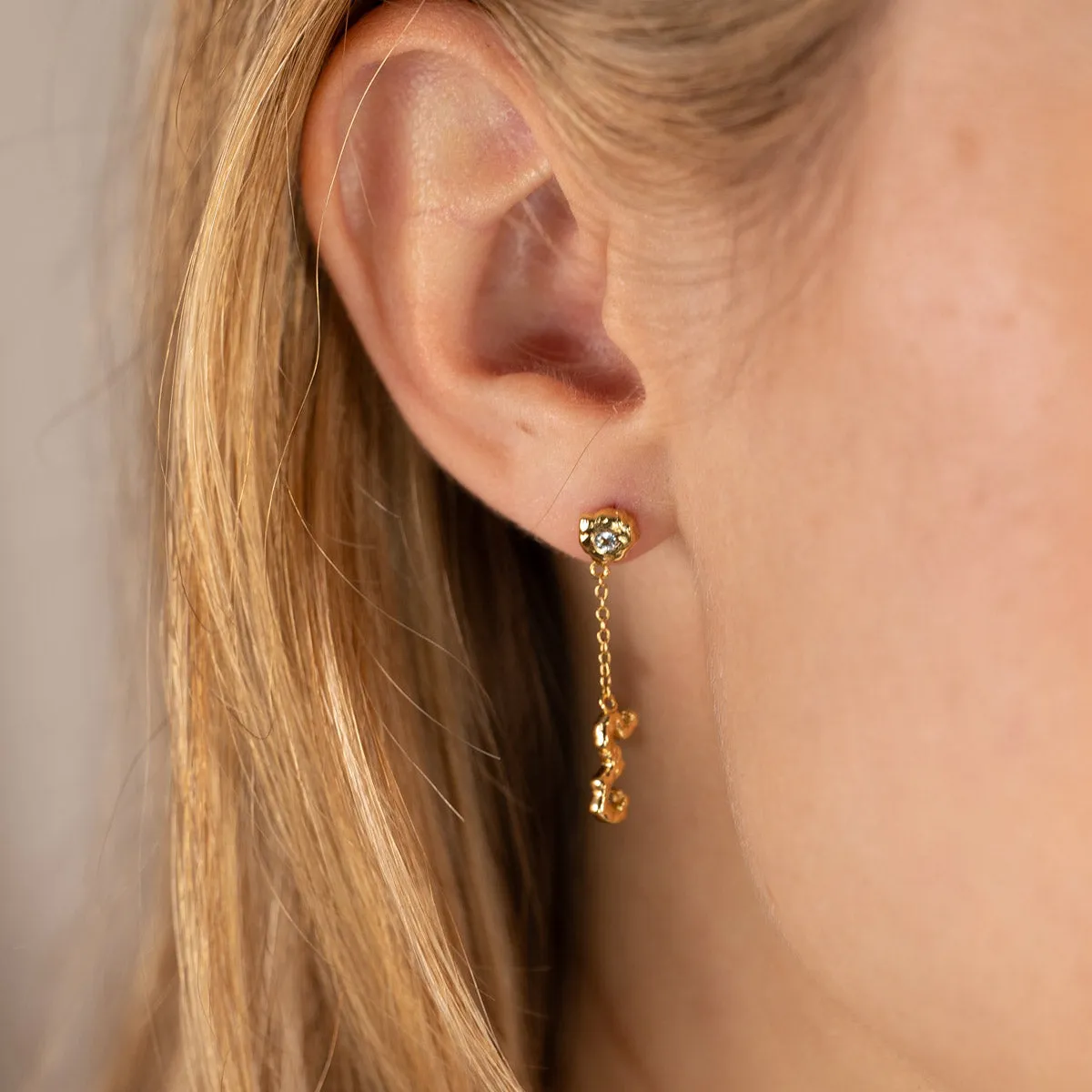 Sisi Copenhagen Emilia øreringe forgyldt blå topas 30 mm