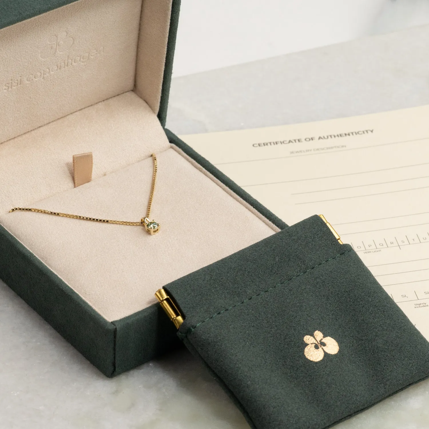 Sisi Copenhagen Prong Solitaire vedhæng grøn diamant 0,25 ct YG