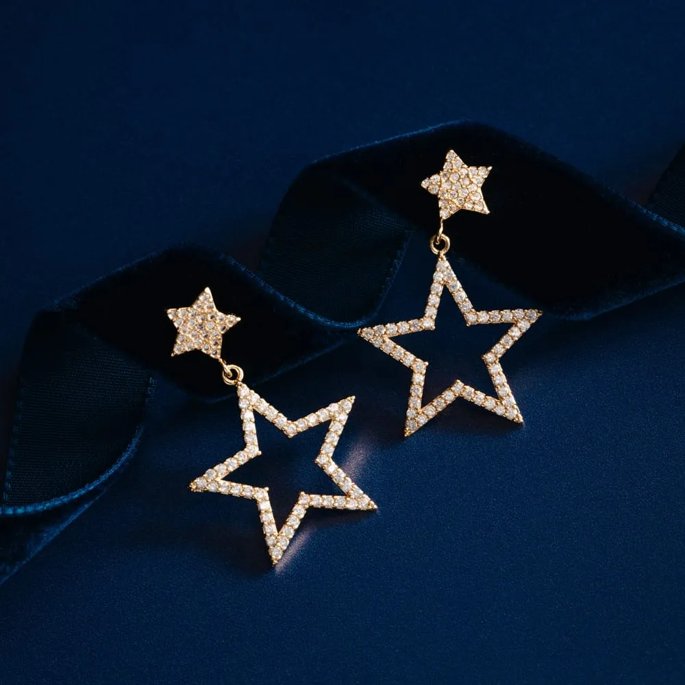 Orelia Crystal Cut-Out Star Drop Øreringe guld pavé