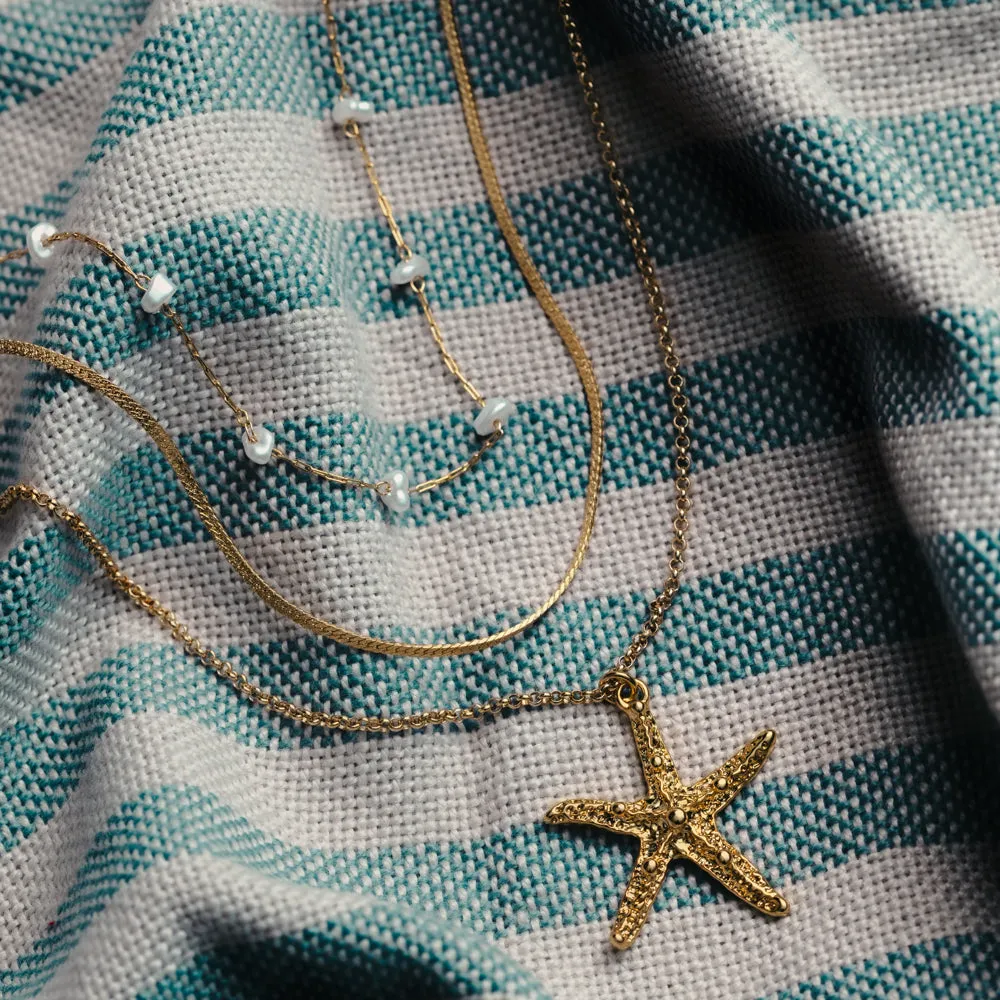 Orelia Starfish Pearl 3-rækket halskæde guld