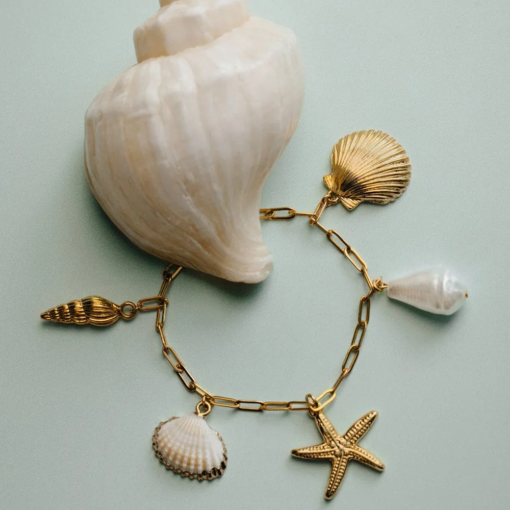 Orelia Eclectic Seaside charm-armbånd guld