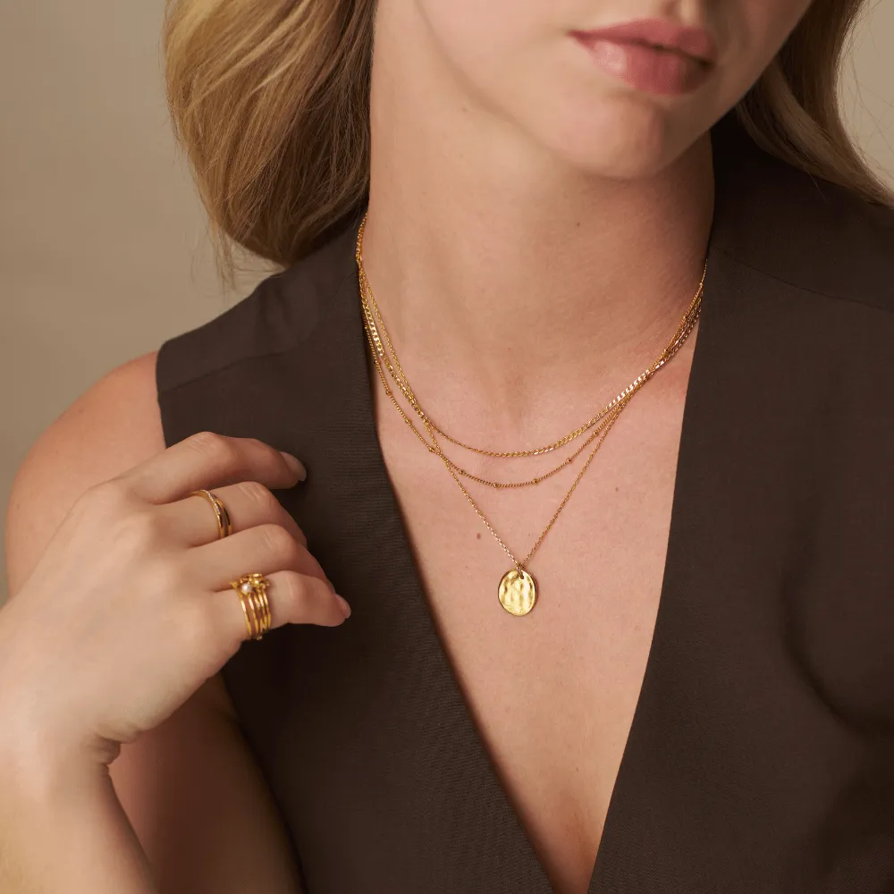 Orelia Polished Molten Coin 3-Row halskæde guld 3-rækket