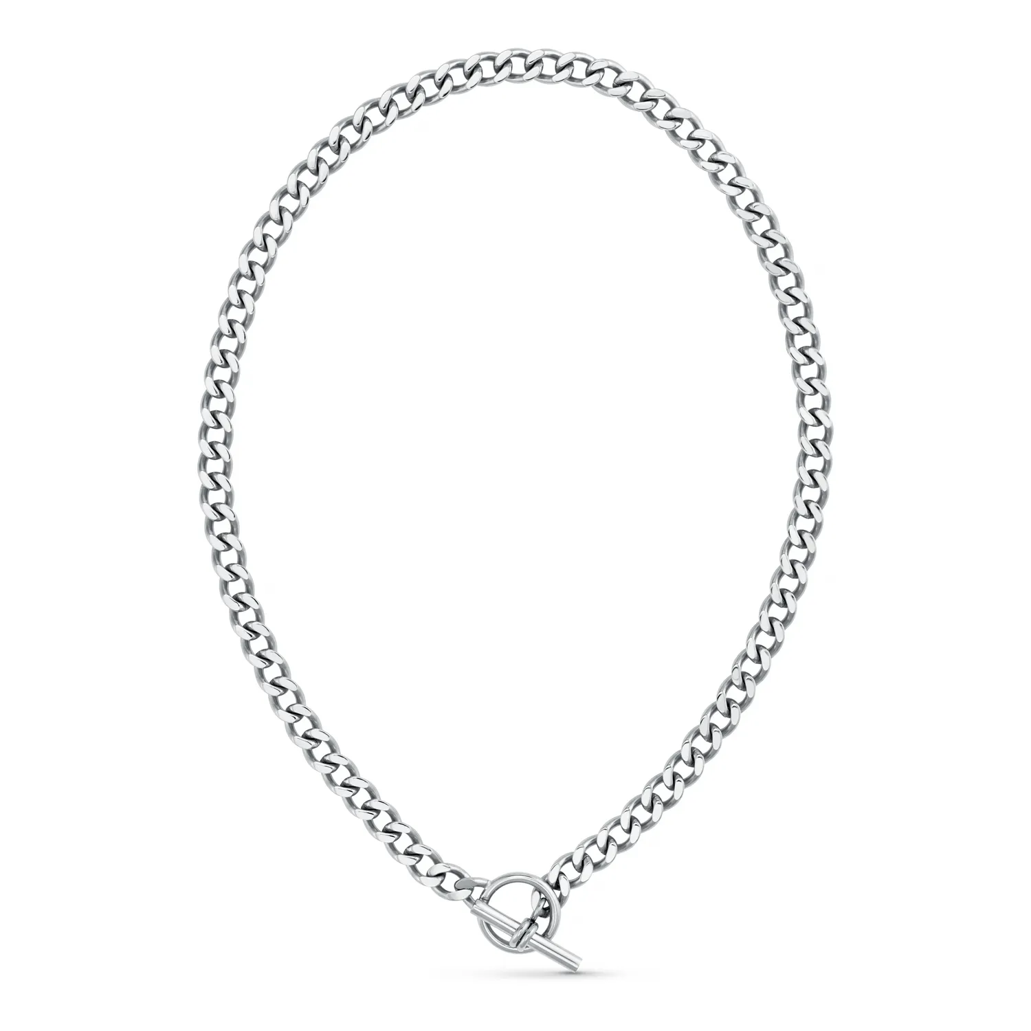 Orelia LUXE Flat Curb T-Bar halskæde sølv