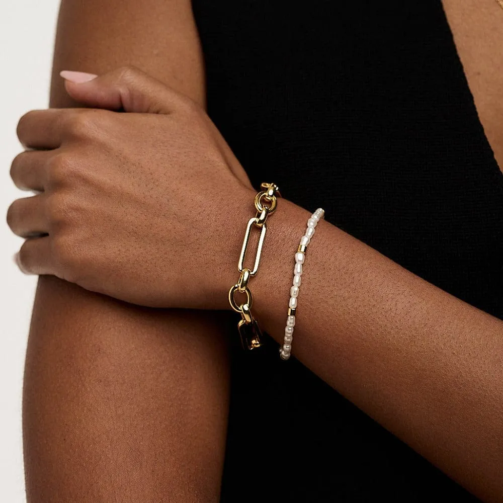 Orelia Rectangular Link T-Bar armbånd forgyldt