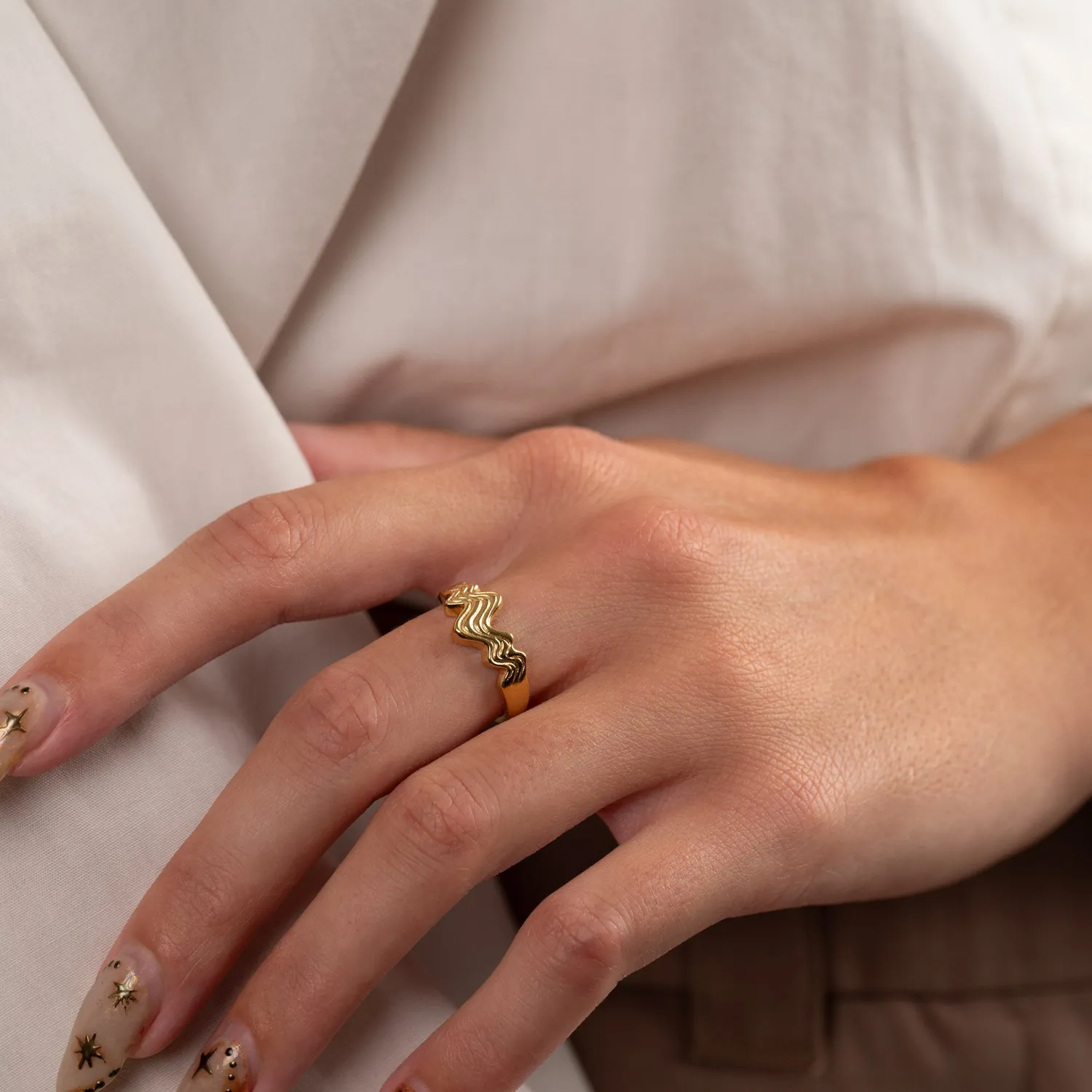 Sisi Copenhagen Moana ring forgyldt sølv 9 mm bred
