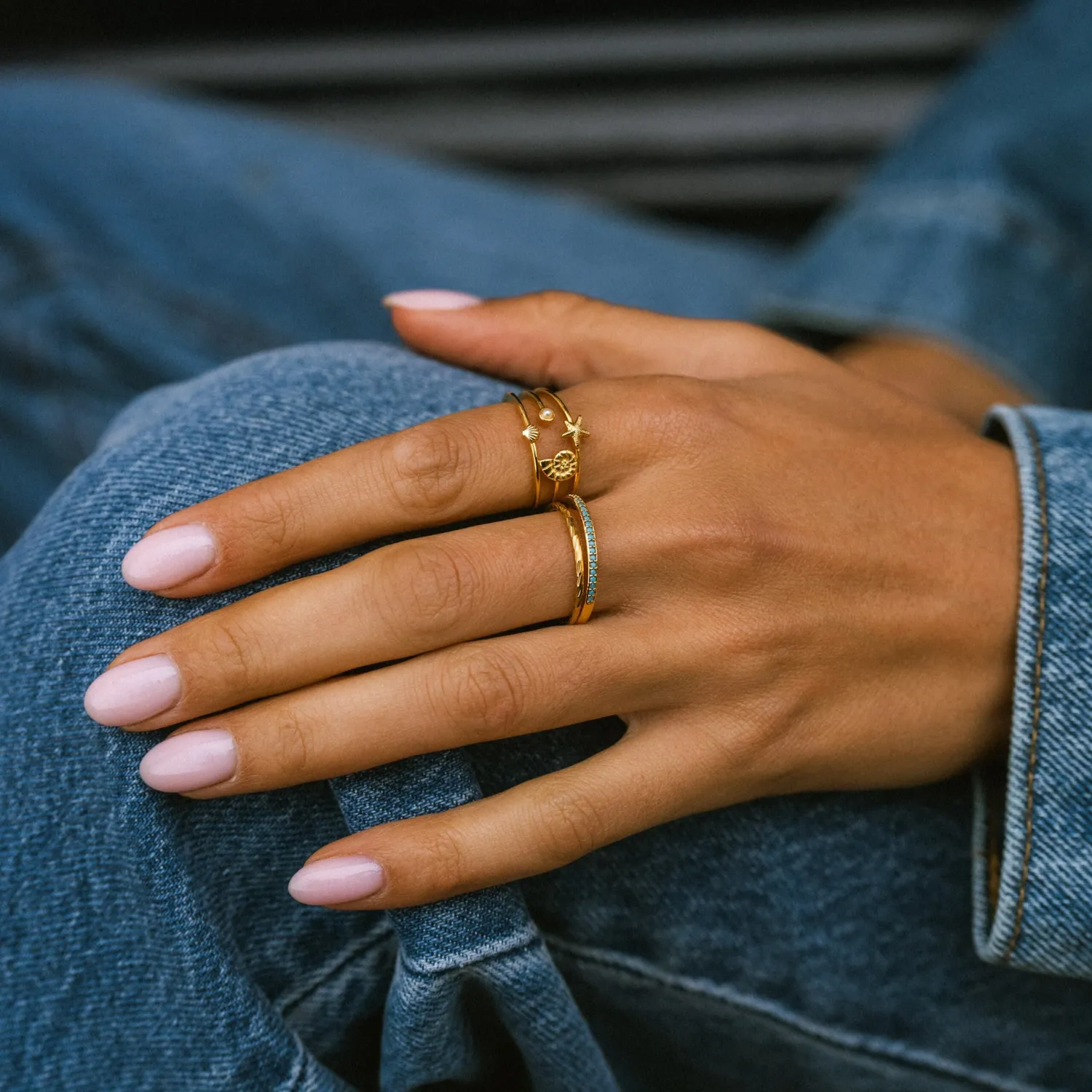 Orelia Coastal Open Caged ring guld justerbar