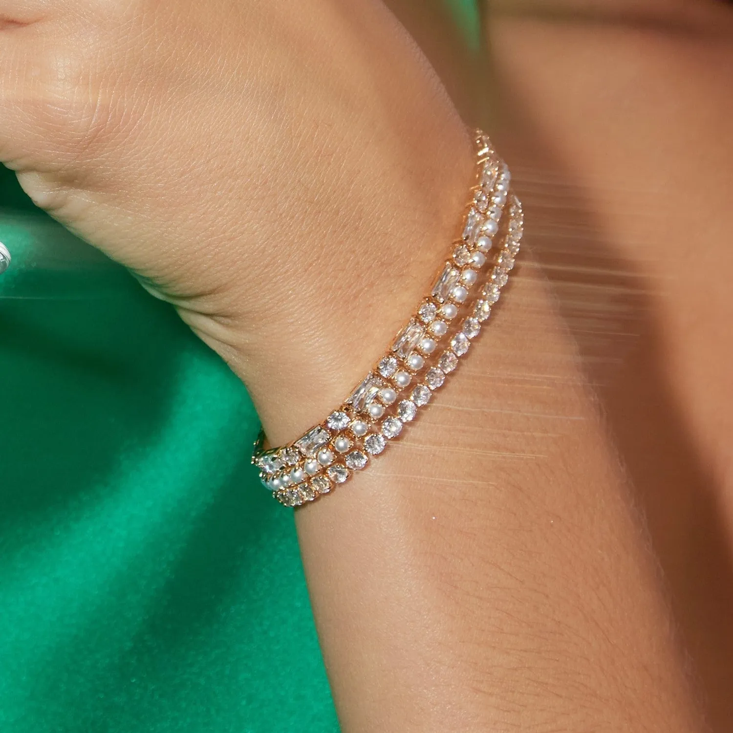 Orelia Pearl Tennis armbånd forgyldt med perler