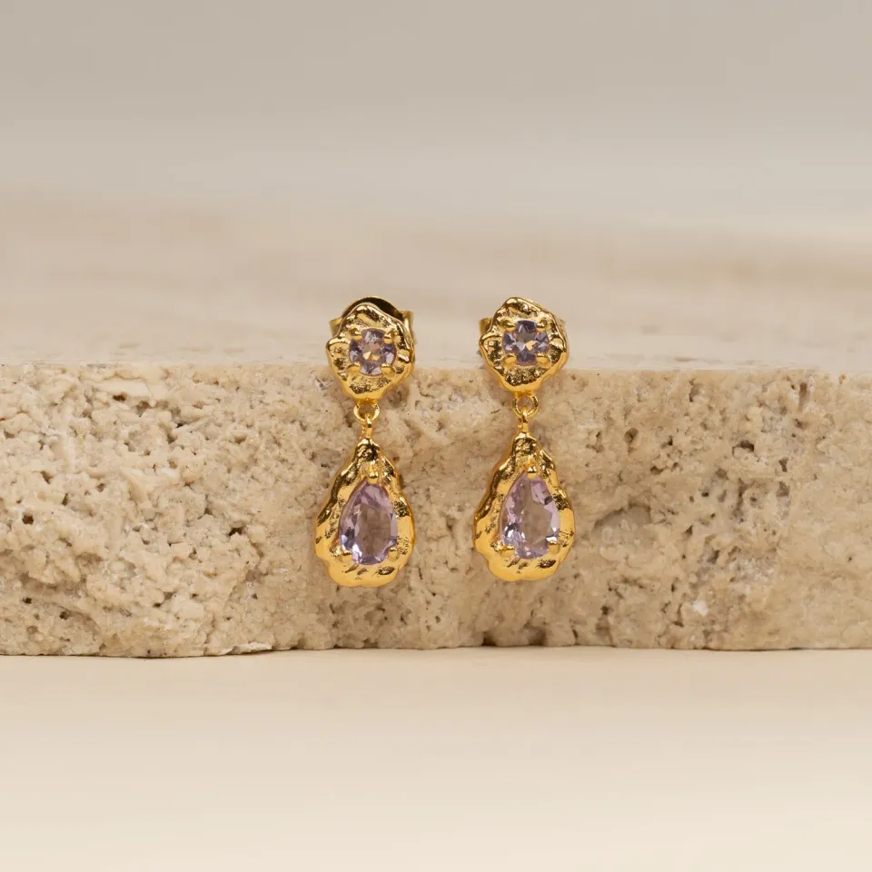 Sisi Copenhagen Emilia Purple Amethyst øreringe lilla ametyst