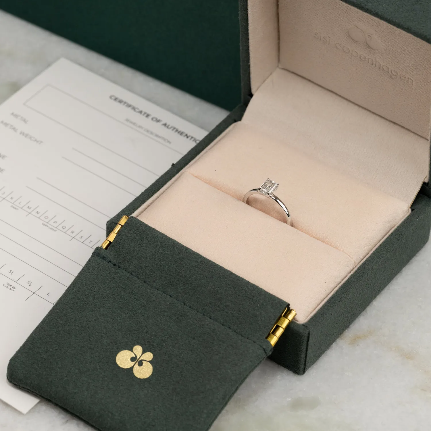 Sisi Copenhagen Solitaire Emerald diamantring hvidguld 0,75 ct