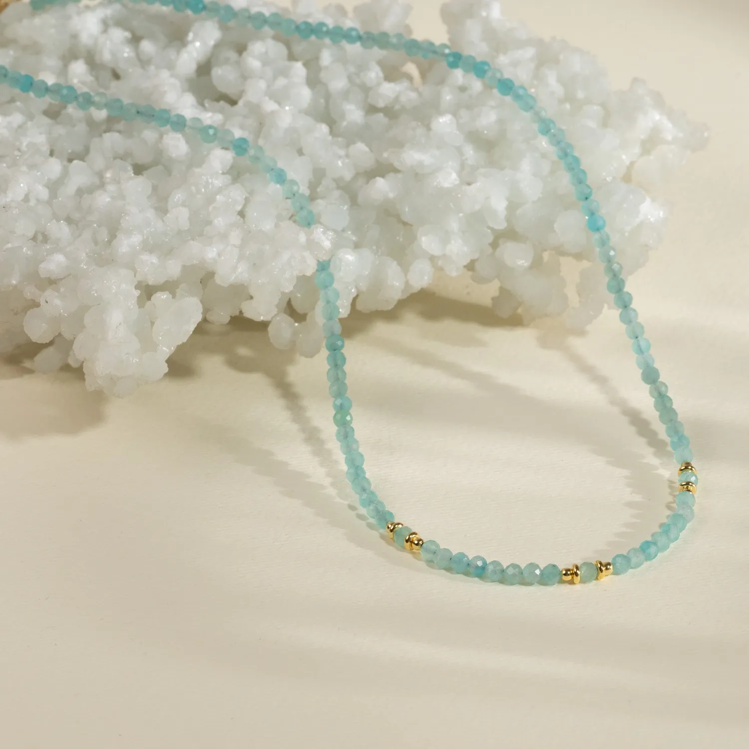 Sisi Copenhagen Alina Blue Amazonite halskæde forgyldt turkis