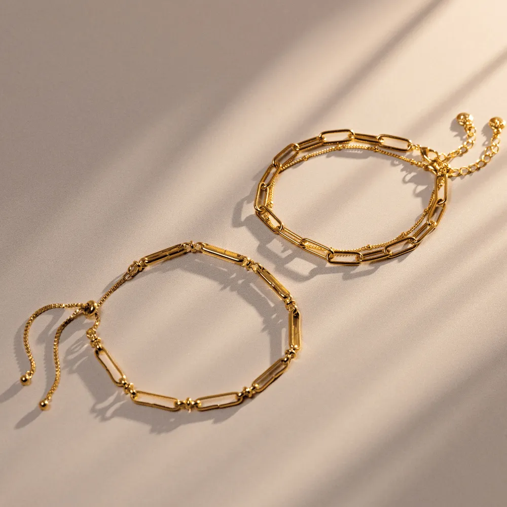 Orelia Chain Link Satellite armbånd duo guld